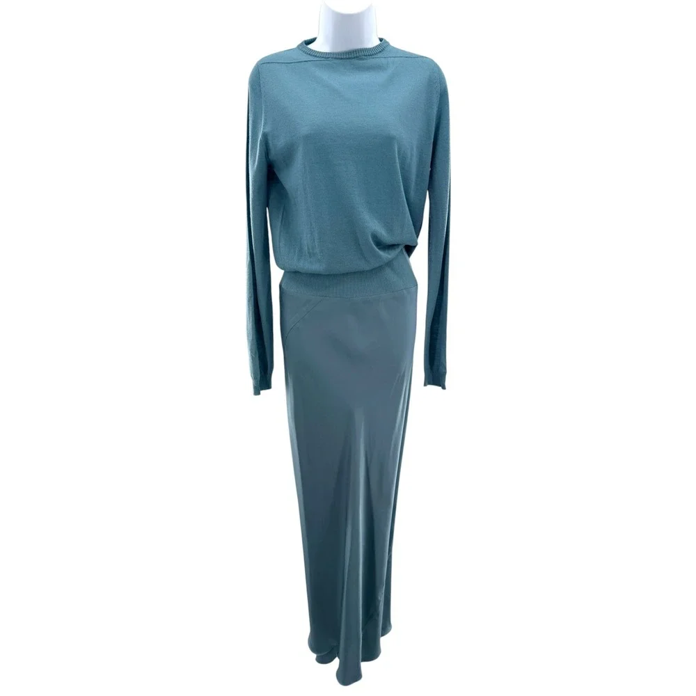 Rick Owens Hollywood SS25 Biker Level Wool Sweater Maxi Skirt Set Mouthwash S